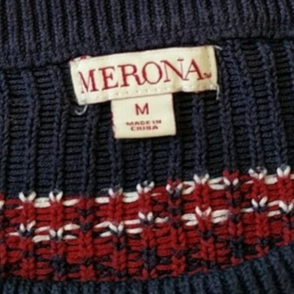 Merona Sweater Men's Size Medium Red and Blue - Picture 3 of 3